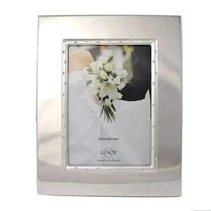 New Lenox Devotion 8x10 Picture Frame Silver Plated Crystal Hang Table Top NIB